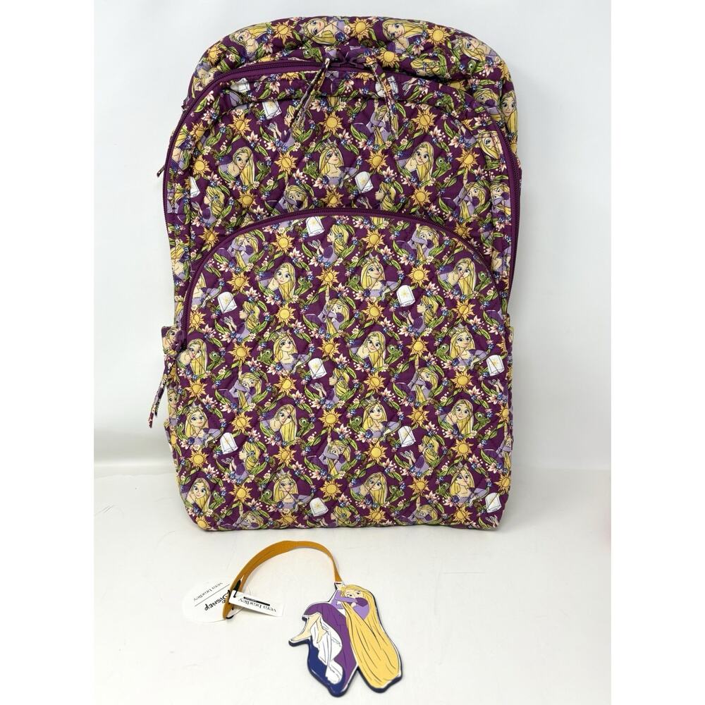Vera Bradley Rapunzel Climbing Ivy Essential Large Backpack Bag Charm Set NWT